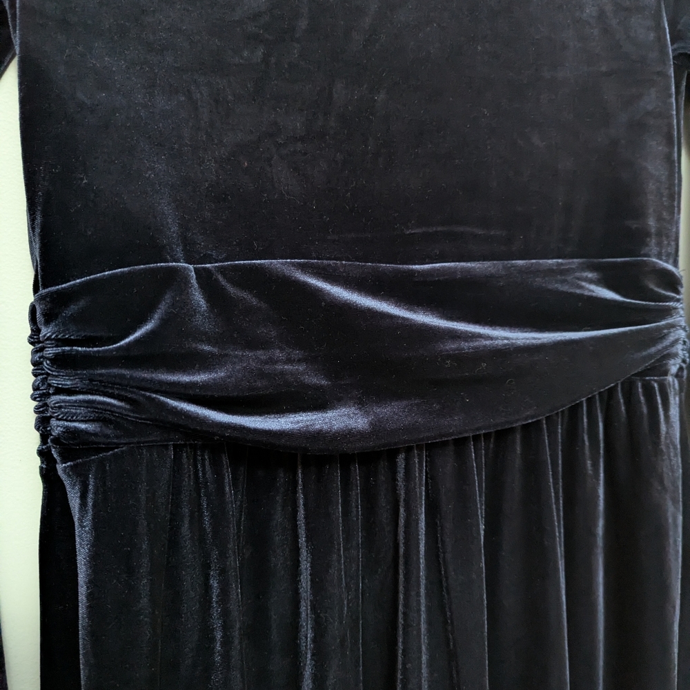 Boden Lois Velvet Midi Dress In Navy Blue 8L Rusched Waist Holiday Whimsigoth - Picture 9 of 11